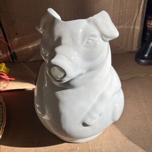 White Ceramic Pig Pitcher USA Pottery
